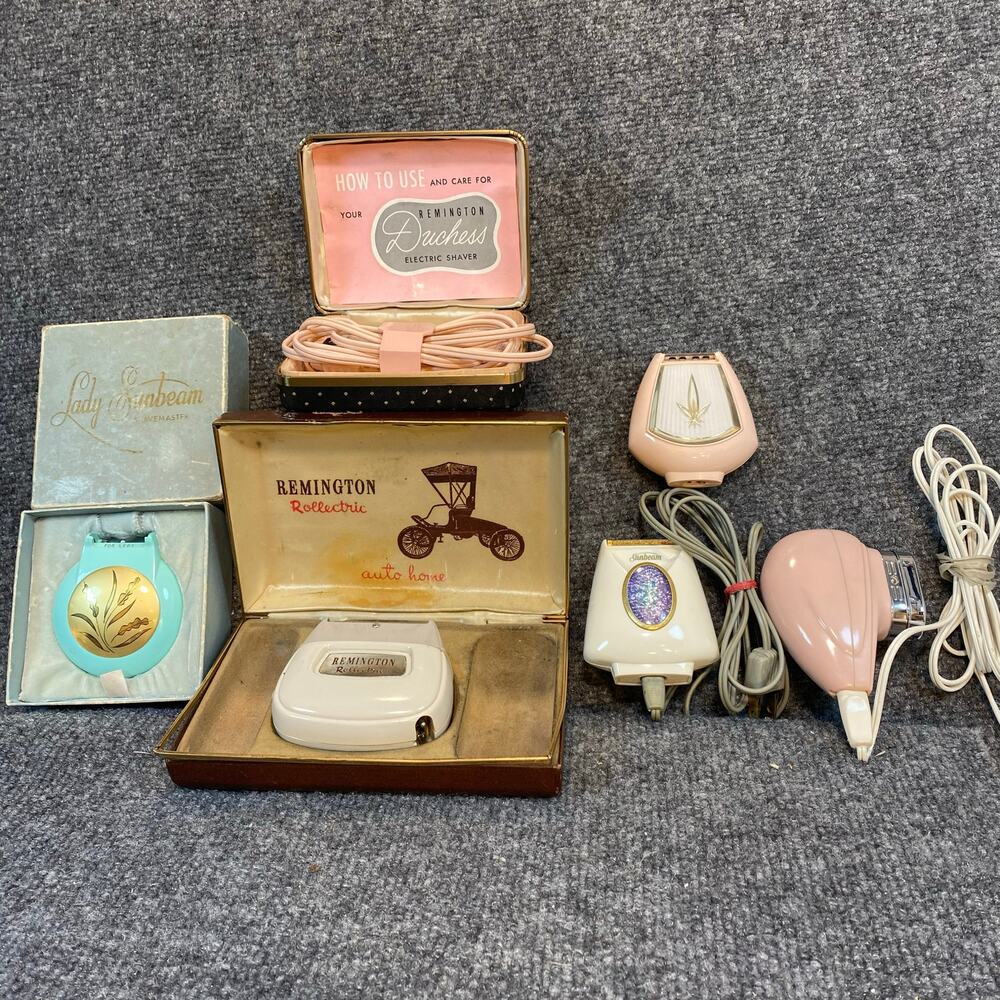 Vintage 50s 60s 70s Lot of Shavers Cords Boxes Remington Sunbeam Dutchess
